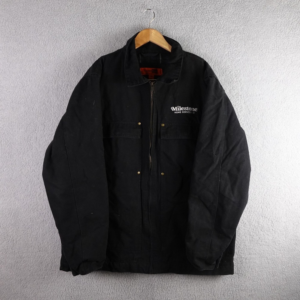 CornerStone‎ CSJ50 Mens Duck Cloth Work Jacket Black Milestone Logo XL